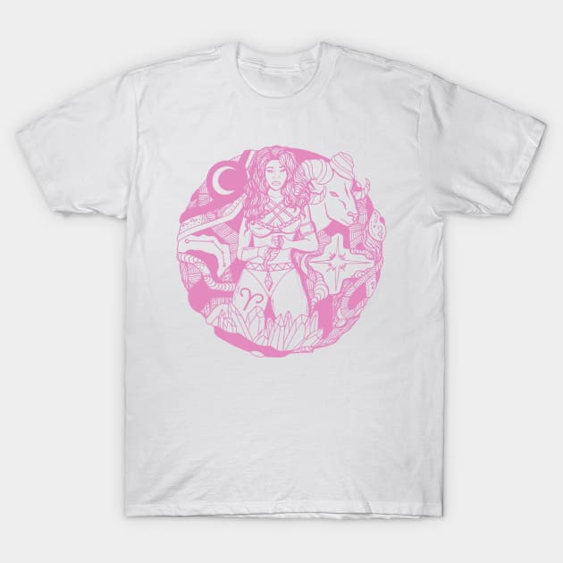 Light Pink Aries Beauty T-Shirt by kenallouis